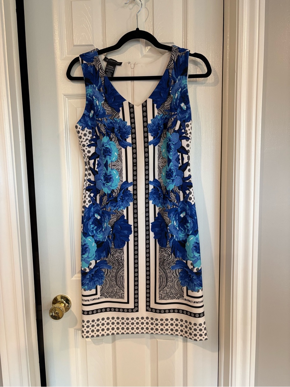 INC International Concepts Blue Floral V-Neck Shift Dress